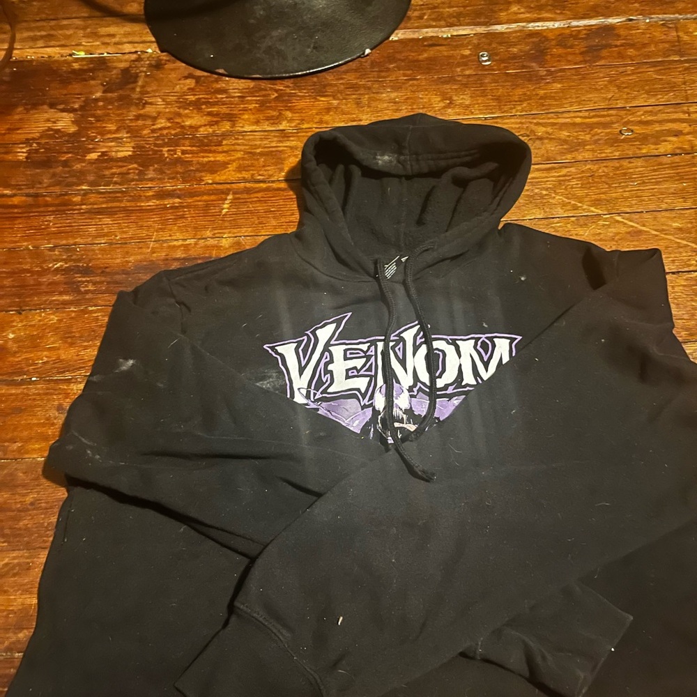 Marvel Venom Black Crewneck Hoodie with Purple Graphic